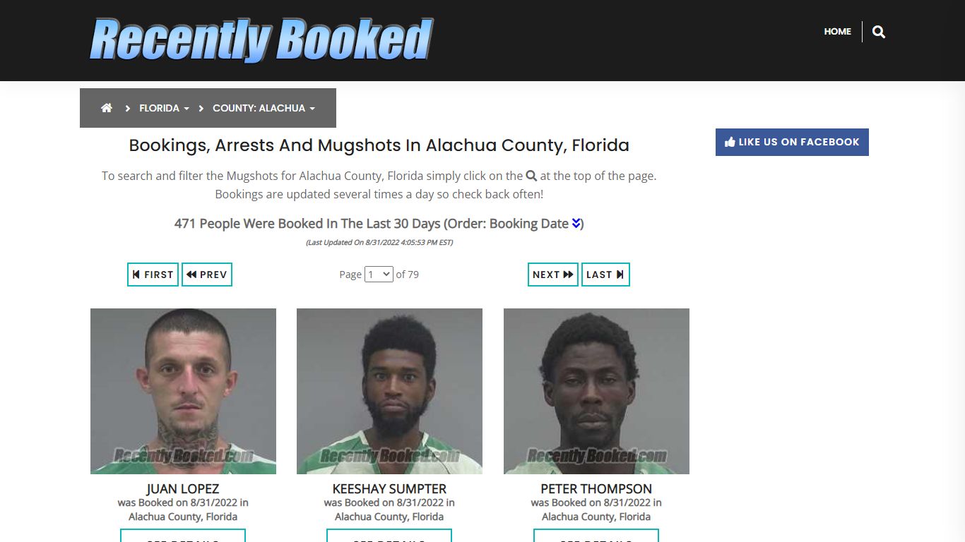 Recent bookings, Arrests, Mugshots in Alachua County, Florida