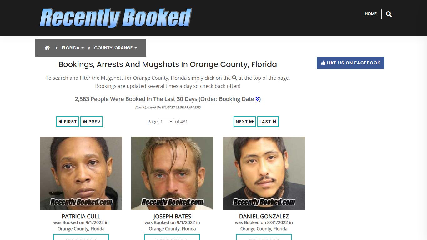 Recent bookings, Arrests, Mugshots in Orange County, Florida